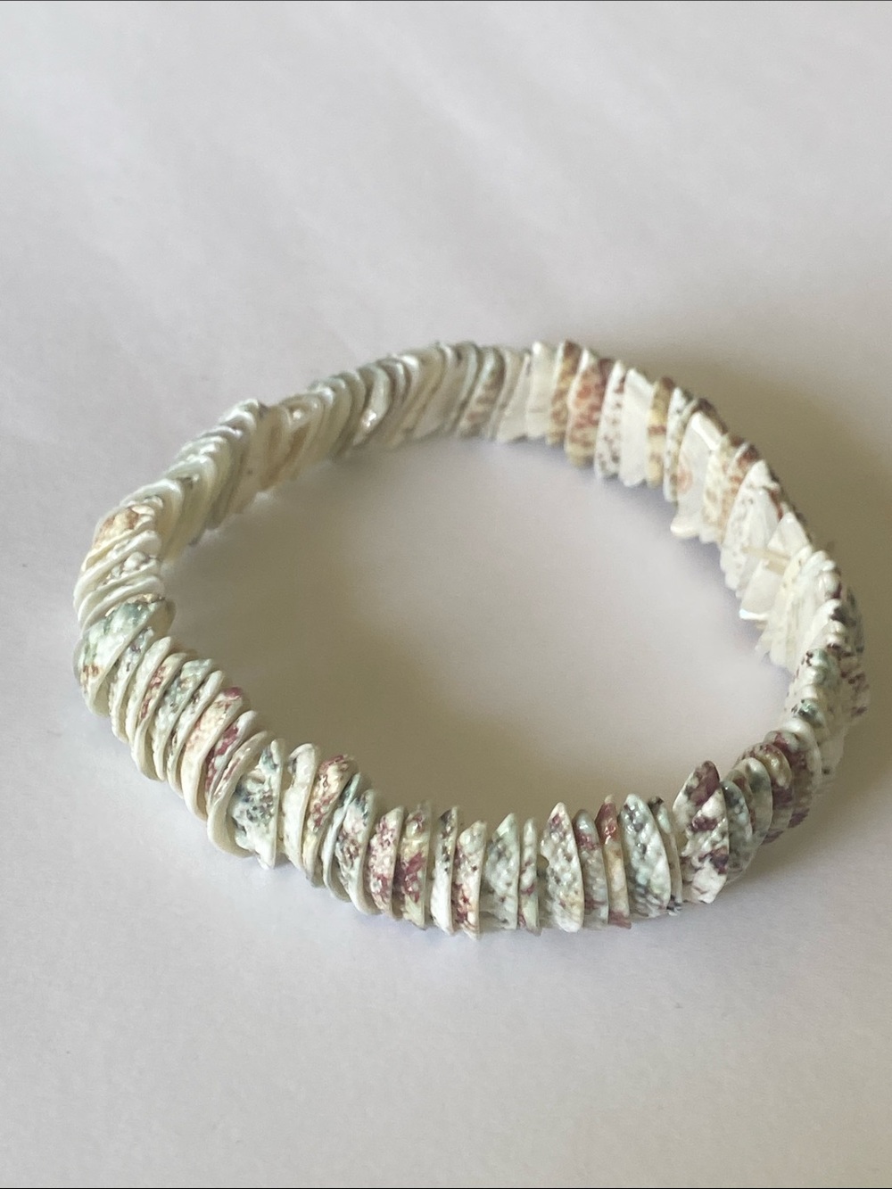 Artisan White Shell Chip Bracelet with Soft Pastel Accents